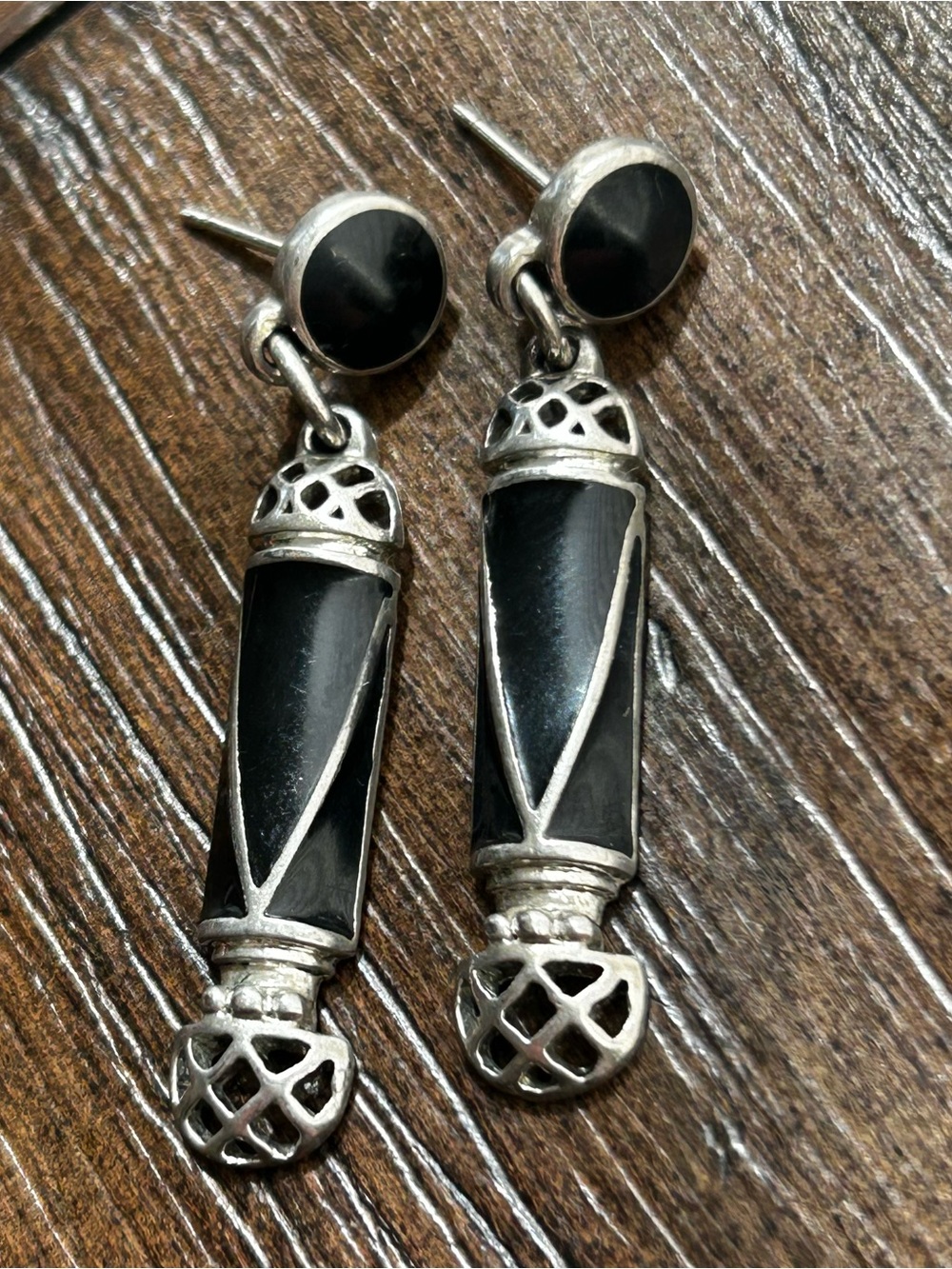Vintage Edgar Berebi Black Onyx Drop Earrings Art Deco - Picture 4 of 6